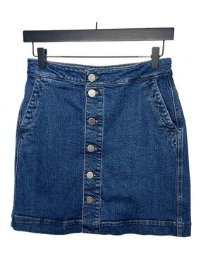 Loft Denim Mini Skirt Size 2 Button Front Casual